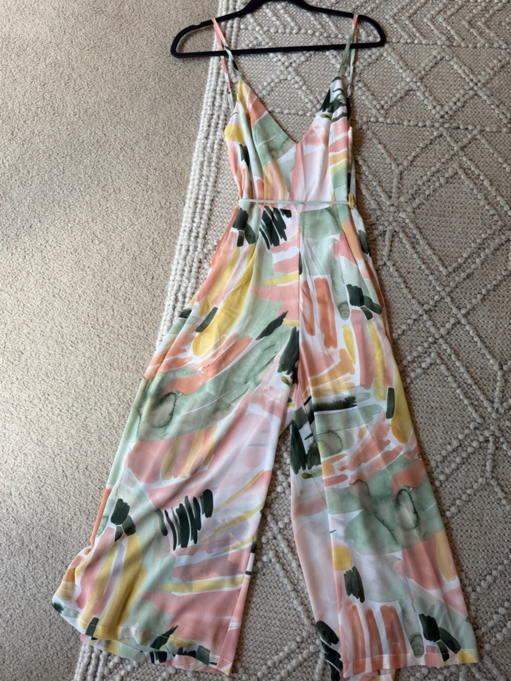 Saints + Secrets Watercolor Print Wide Leg Jumpsuit Size S Like New